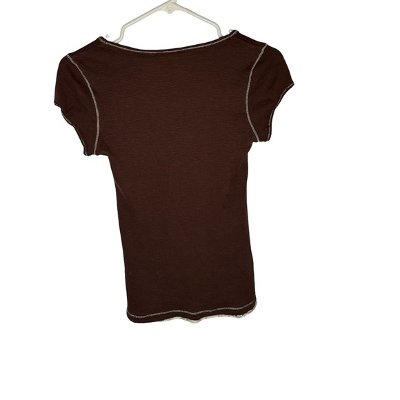 Live To Be Spoiled Brown Y2K Baby Tee | Floral Inset Fairycore Top | Size M - Picture 3 of 3